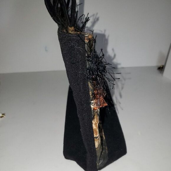 A Puppy Dog Pattern Satchel Purse Frilly Top Handle Beaded Quilted - Picture 9 of 15